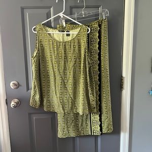 Liz Claiborne top and skirt set. SILK.